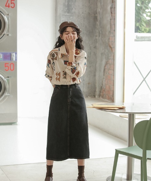 KOR（ケーオーアール）の「総柄　長袖シャツ（シャツ/ブラウス・レディース・ベージュ系その他・S/M/L/XL）」の6枚目の写真