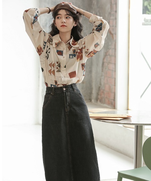 KOR（ケーオーアール）の「総柄　長袖シャツ（シャツ/ブラウス・レディース・ベージュ系その他・S/M/L/XL）」の21枚目の写真