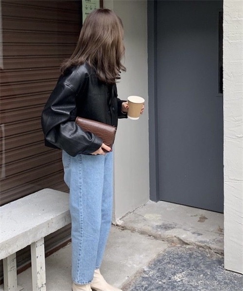 Dream garden（ドリームガーデン）の「ヴィーガンレザーブルゾン（ライダースジャケット・レディース・ブラック/キャメル・FREE）」の19枚目の写真