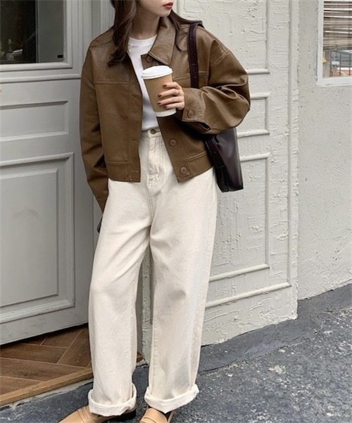 Dream garden（ドリームガーデン）の「ヴィーガンレザーブルゾン（ライダースジャケット・レディース・ブラック/キャメル・FREE）」の22枚目の写真