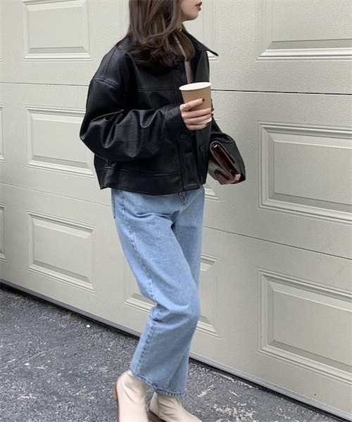 Dream garden（ドリームガーデン）の「ヴィーガンレザーブルゾン（ライダースジャケット・レディース・ブラック/キャメル・FREE）」の16枚目の写真