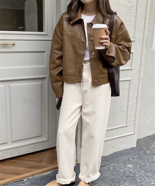 Dream garden（ドリームガーデン）の「ヴィーガンレザーブルゾン（ライダースジャケット・レディース・ブラック/キャメル・FREE）」の21枚目の写真