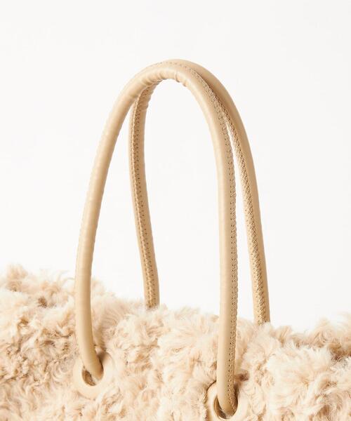 green label relaxing（グリーンレーベルリラクシング）の「ボア ミニショッピング 2WAYバッグ（ショルダーバッグ・レディース・ブラック/オフホワイト/モカ/ケリー・FREE）」の6枚目の写真