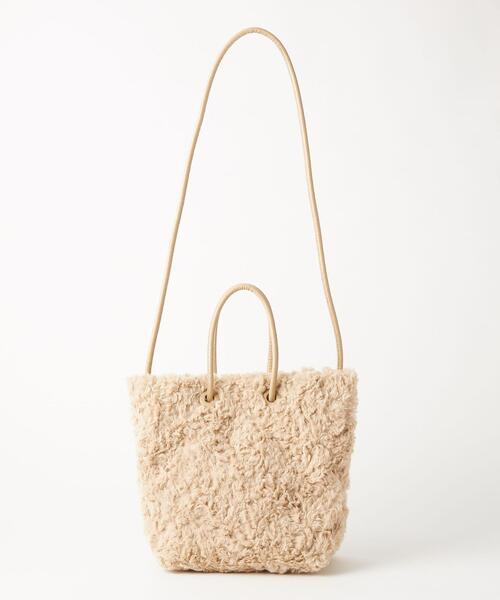 green label relaxing（グリーンレーベルリラクシング）の「ボア ミニショッピング 2WAYバッグ（ショルダーバッグ・レディース・ブラック/オフホワイト/モカ/ケリー・FREE）」の18枚目の写真