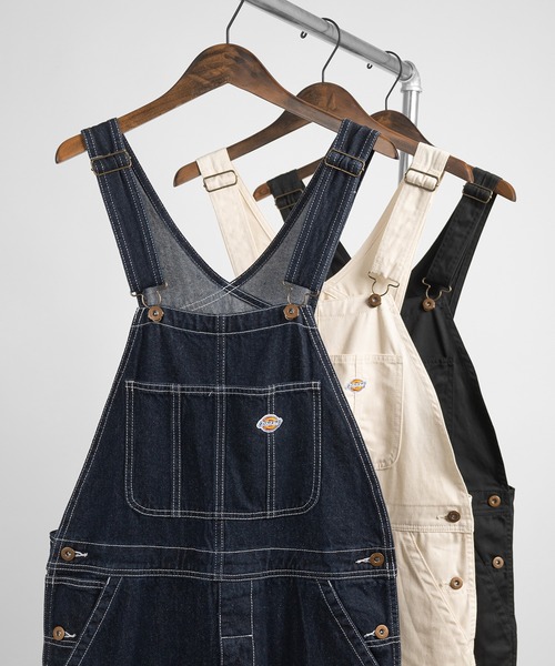 Dickies（ディッキーズ）の「【Dickies/ディッキーズ】ルーズフィット オーバーオール/ デニム/ ホワイト/ブラック（サロペット/オーバーオール・メンズ・ブラック/オフホワイト/インディゴブルー/ライトインディゴブルー・M/L/XL）」の3枚目の写真
