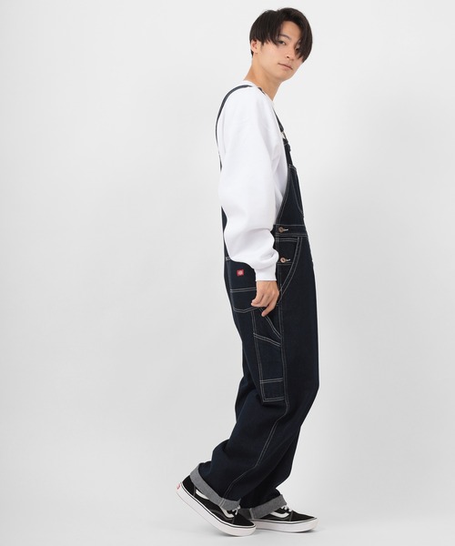 Dickies（ディッキーズ）の「【Dickies/ディッキーズ】ルーズフィット オーバーオール/ デニム/ ホワイト/ブラック（サロペット/オーバーオール・メンズ・ブラック/オフホワイト/インディゴブルー/ライトインディゴブルー・M/L/XL）」の14枚目の写真
