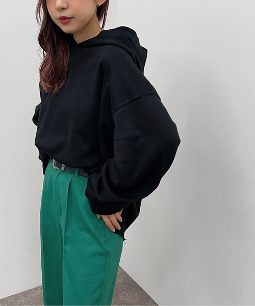apres jour mignon(アプレジュールミニョン)の「ダメージ裏毛フーディー【ZOZOTOWN限定アイテム】(パーカー・レディース・アイボリー/ブラック/ナチュラル・X-LARGE/フリー)」の1枚目の写真