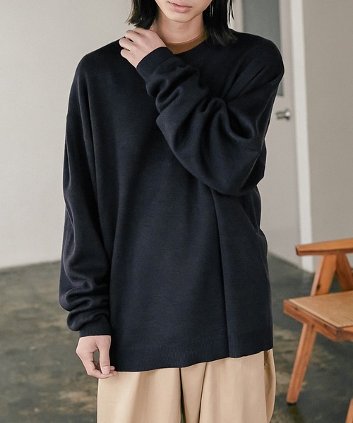 nowm(ノウム)の「【nowm】MILANO RIB LOOSE CREW NECK KNIT / ミラノリブ ルーズクルーネックニット(ニット/セーター・メンズ・ダークネイビー/グレイッシュベージュ・M/L)」の5枚目の写真