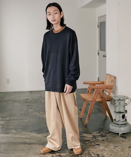 nowm(ノウム)の「【nowm】MILANO RIB LOOSE CREW NECK KNIT / ミラノリブ ルーズクルーネックニット(ニット/セーター・メンズ・ダークネイビー/グレイッシュベージュ・M/L)」の8枚目の写真