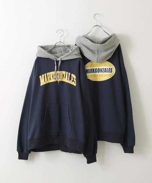 Mark Gonzales(マーク・ゴンザレス)の「【別注】【Mark Gonzales】カレッジロゴプルオーバーパーカー(パーカー・レディース・ブラック/ブルーグレー/ネイビー系/ホワイト/ネイビー/杢グレー・MEDIUM/X-LARGE/LARGE)」の6枚目の写真
