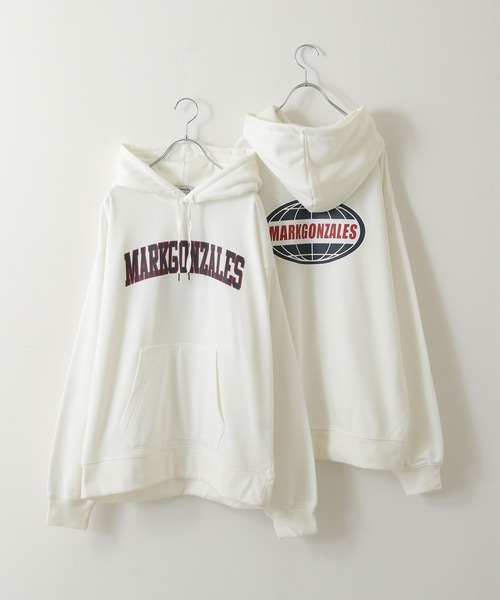 Mark Gonzales(マーク・ゴンザレス)の「【別注】【Mark Gonzales】カレッジロゴプルオーバーパーカー(パーカー・レディース・ブラック/ブルーグレー/ネイビー系/ホワイト/ネイビー/杢グレー・MEDIUM/X-LARGE/LARGE)」の13枚目の写真