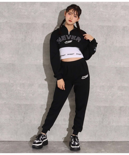 ANAP GiRL(アナップガール)の「スウェットセット×タンク3点セット(スウェット・キッズ・グレー/ブラック/ライトブルー・S/M/XS)」の2枚目の写真
