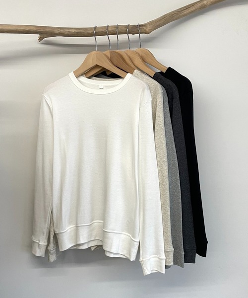 CANAL JEAN（キャナルジーン）の「harmonie -OrganicCotton-　フライスゆったり切り替えロングスリーブ（Tシャツ/カットソー・レディース・ホワイト/チャコールグレー/ブラック/グレー/オートミール・ONE SIZE）」の7枚目の写真