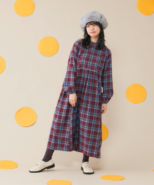 MERLOT（メルロー）の「チェックキルトワンピース（ワンピース・レディース・ブラック/ボルドー・FREE）」の14枚目の写真