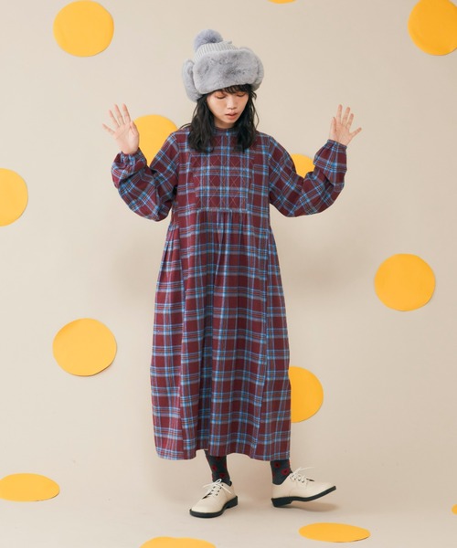 MERLOT（メルロー）の「チェックキルトワンピース（ワンピース・レディース・ブラック/ボルドー・FREE）」の16枚目の写真