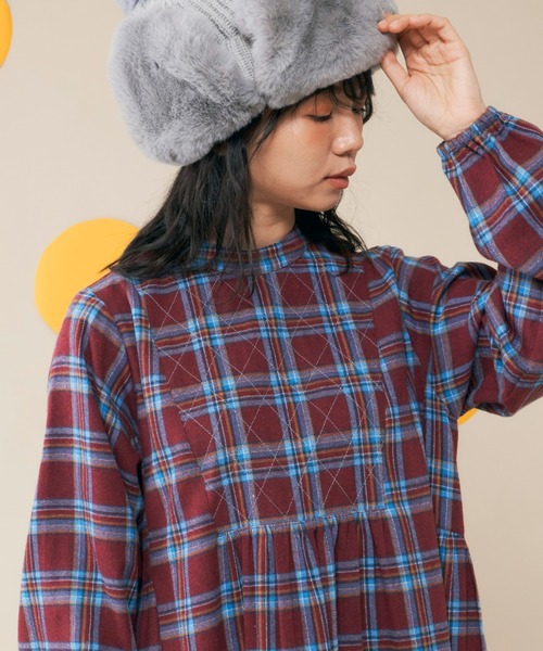 MERLOT（メルロー）の「チェックキルトワンピース（ワンピース・レディース・ブラック/ボルドー・FREE）」の6枚目の写真