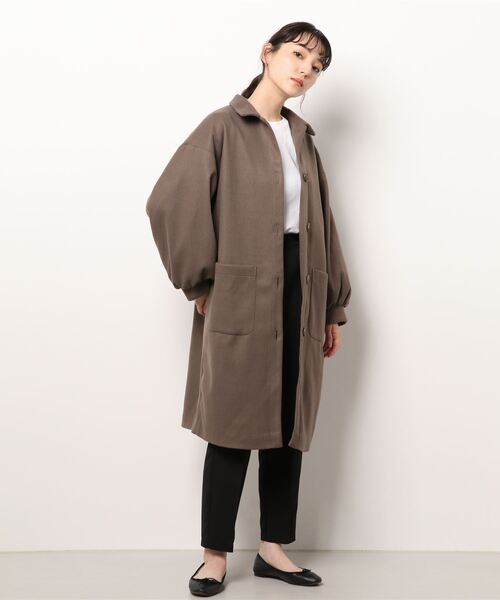 ehka sopo（エヘカソポ）の「パフスリーブステンカラーコート（ステンカラーコート・レディース・チャコール/ベージュ/ブラック・ﾌﾘ-）」の3枚目の写真