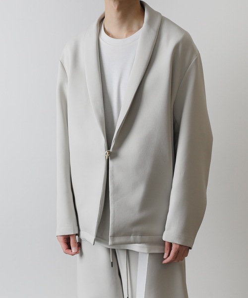ATTACHMENT（アタッチメント）の「PEトリプルクロス ショールカラージャケット / PE TRIPLE CLOTH  SHAWL COLLAR JACKET（テーラードジャケット・メンズ・ブラック/オフホワイト・1/2/3）」の3枚目の写真
