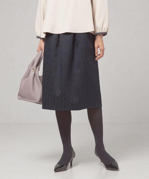 ＜closet story＞ジャカード ミモレ タックスカート -ウォッシャブル-