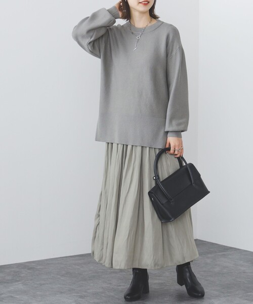 BEAMS HEART(ビームスハート)の「BEAMS HEART / スリットプルオーバー スカート セット(ワンピース・レディース・ライトグレー/ブラウン系その他4/ネイビー/グリーン系その他4・FREE)」の5枚目の写真