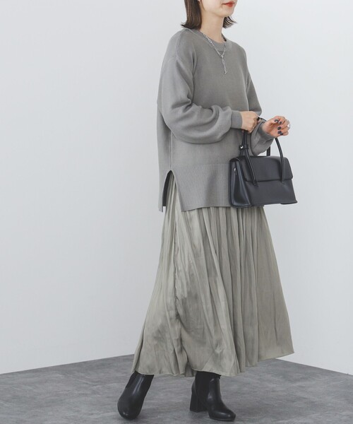 BEAMS HEART(ビームスハート)の「BEAMS HEART / スリットプルオーバー スカート セット(ワンピース・レディース・ライトグレー/ブラウン系その他4/ネイビー/グリーン系その他4・FREE)」の6枚目の写真