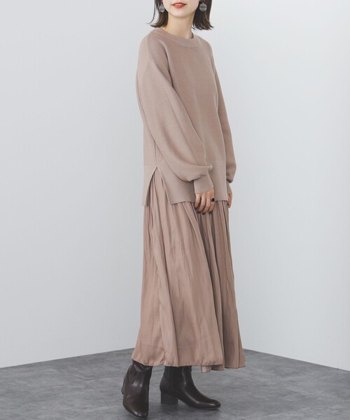 BEAMS HEART(ビームスハート)の「BEAMS HEART / スリットプルオーバー スカート セット(ワンピース・レディース・ライトグレー/ブラウン系その他4/ネイビー/グリーン系その他4・FREE)」の17枚目の写真