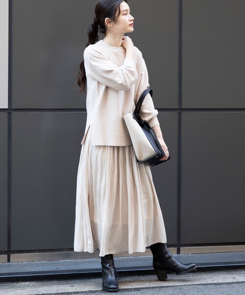 BEAMS HEART(ビームスハート)の「BEAMS HEART / スリットプルオーバー スカート セット(ワンピース・レディース・ライトグレー/ブラウン系その他4/ネイビー/グリーン系その他4・FREE)」の20枚目の写真