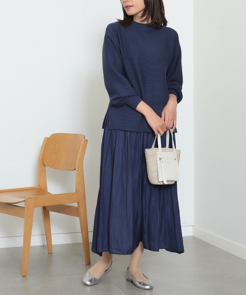 BEAMS HEART(ビームスハート)の「BEAMS HEART / スリットプルオーバー スカート セット(ワンピース・レディース・ライトグレー/ブラウン系その他4/ネイビー/グリーン系その他4・FREE)」の4枚目の写真