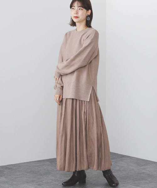 BEAMS HEART(ビームスハート)の「BEAMS HEART / スリットプルオーバー スカート セット(ワンピース・レディース・ライトグレー/ブラウン系その他4/ネイビー/グリーン系その他4・FREE)」の2枚目の写真