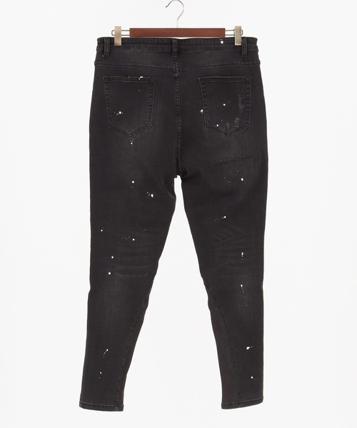 CAMBIO（カンビオ）の「mp9712- Damage Paint  Stretch Denim Hem Rib Pants デニムパンツ（デニムパンツ・メンズ・ブラック/インディゴブルー/ダークインディゴブルー・S/M/L）」の6枚目の写真