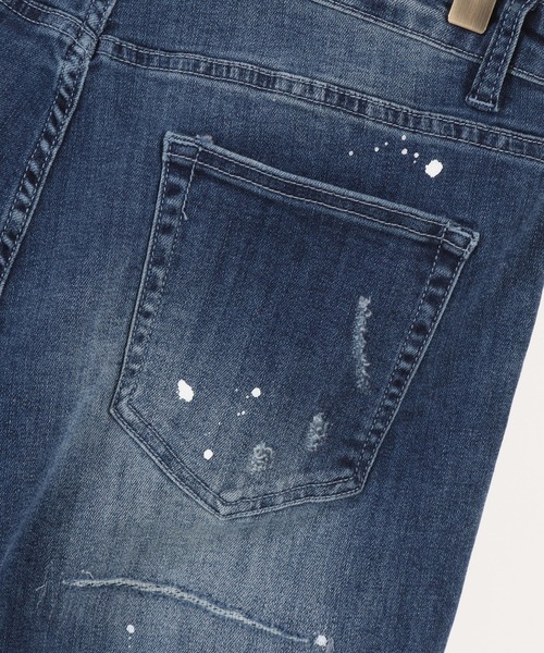CAMBIO（カンビオ）の「mp9712- Damage Paint  Stretch Denim Hem Rib Pants デニムパンツ（デニムパンツ・メンズ・ブラック/インディゴブルー/ダークインディゴブルー・S/M/L）」の7枚目の写真