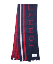 TOMMY HILFIGER（トミーヒルフィガー）の「Tommy Hilfiger/トミーヒルフィガー LOGO STRIPE TARN DYE SCARF マフラー ストール ロゴ入り カジュアル（マフラー・メンズ）」