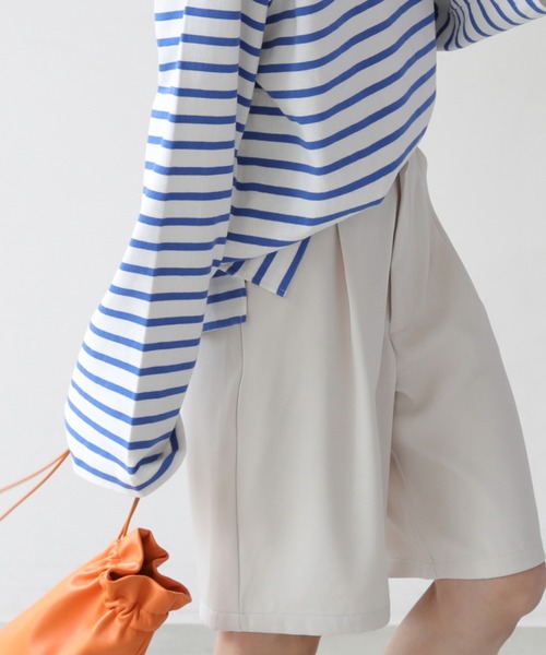 frames RAY CASSIN（フレームスレイカズン）の「WEB限定 タック入りバミューダパンツ セットアップ着用可（その他パンツ・レディース・イエロー×グリーン/ピンク/ブラック/アイボリー・FREE）」の2枚目の写真