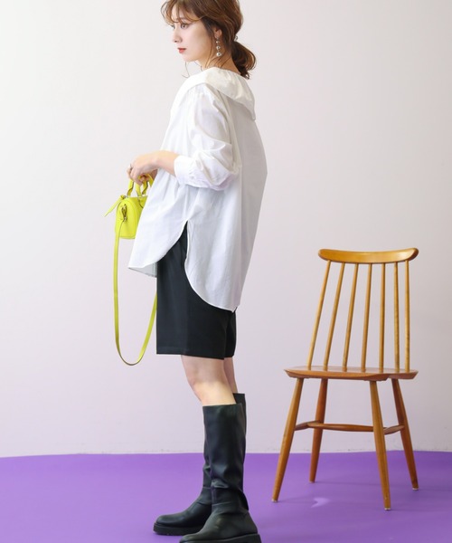 frames RAY CASSIN（フレームスレイカズン）の「WEB限定 タック入りバミューダパンツ セットアップ着用可（その他パンツ・レディース・イエロー×グリーン/ピンク/ブラック/アイボリー・FREE）」の11枚目の写真