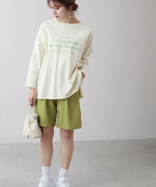 frames RAY CASSIN（フレームスレイカズン）の「WEB限定 タック入りバミューダパンツ セットアップ着用可（その他パンツ・レディース・イエロー×グリーン/ピンク/ブラック/アイボリー・FREE）」の19枚目の写真