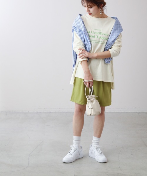 frames RAY CASSIN（フレームスレイカズン）の「WEB限定 タック入りバミューダパンツ セットアップ着用可（その他パンツ・レディース・イエロー×グリーン/ピンク/ブラック/アイボリー・FREE）」の21枚目の写真