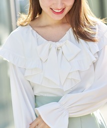 tocco closet | フロントリボン付きキャンディースリーブとろみラッフルフリルブラウス(シャツ/ブラウス)
