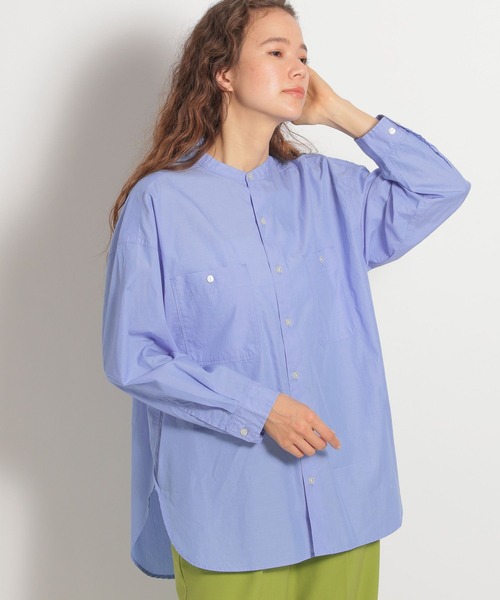 niko and...（ニコアンド）の「マーセワークスクエアバンドカラーシャツ（シャツ/ブラウス・レディース・ライトグレー/ベージュ/グリーン/ライトブルー・MEDIUM/LARGE）」の4枚目の写真