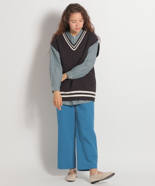 niko and...（ニコアンド）の「マーセワークスクエアバンドカラーシャツ（シャツ/ブラウス・レディース・ライトグレー/ベージュ/グリーン/ライトブルー・MEDIUM/LARGE）」の5枚目の写真