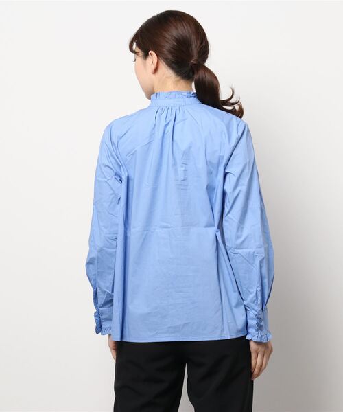 Te chichi（テチチ）の「スタンドフリルブラウス（シャツ/ブラウス・レディース・ネイビー/オフホワイト/ブルー・ﾌﾘ-）」の5枚目の写真