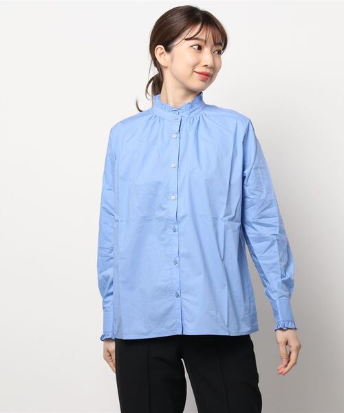 Te chichi（テチチ）の「スタンドフリルブラウス（シャツ/ブラウス・レディース・ネイビー/オフホワイト/ブルー・ﾌﾘ-）」の7枚目の写真