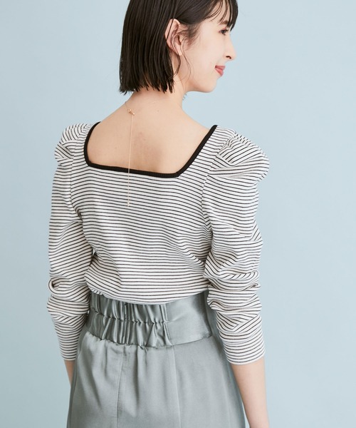 VIS（ビス）の「【前後2WAY】ボーダー/無地スクエアネックリブプルオーバー（Tシャツ/カットソー・レディース・ブラック/キナリ/ブラック系その他3/ブルー系その他6・FREE）」の19枚目の写真