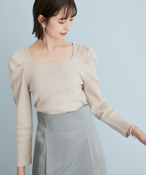 VIS（ビス）の「【前後2WAY】ボーダー/無地スクエアネックリブプルオーバー（Tシャツ/カットソー・レディース・ブラック/キナリ/ブラック系その他3/ブルー系その他6・FREE）」の20枚目の写真