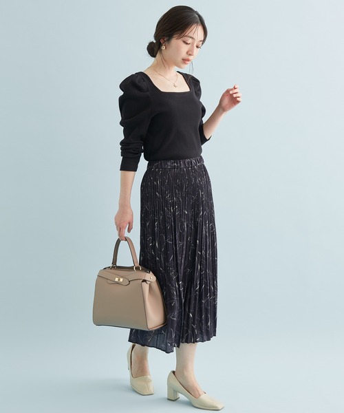 VIS（ビス）の「【前後2WAY】ボーダー/無地スクエアネックリブプルオーバー（Tシャツ/カットソー・レディース・ブラック/キナリ/ブラック系その他3/ブルー系その他6・FREE）」の6枚目の写真