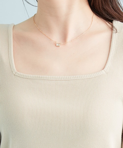 VIS（ビス）の「【前後2WAY】ボーダー/無地スクエアネックリブプルオーバー（Tシャツ/カットソー・レディース・ブラック/キナリ/ブラック系その他3/ブルー系その他6・FREE）」の15枚目の写真