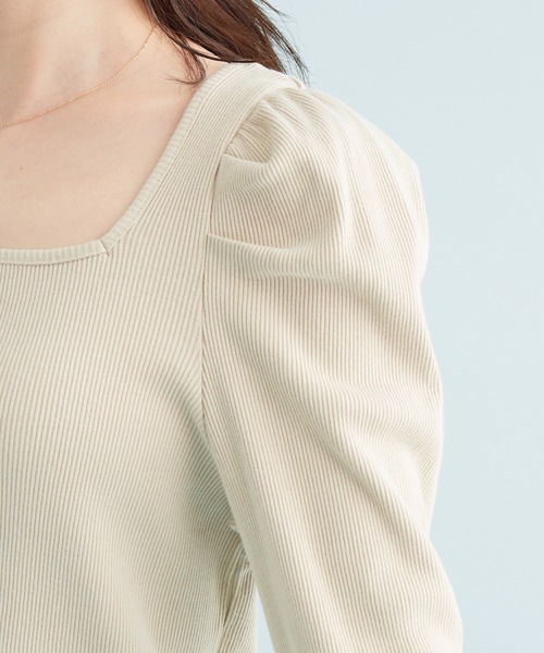 VIS（ビス）の「【前後2WAY】ボーダー/無地スクエアネックリブプルオーバー（Tシャツ/カットソー・レディース・ブラック/キナリ/ブラック系その他3/ブルー系その他6・FREE）」の16枚目の写真