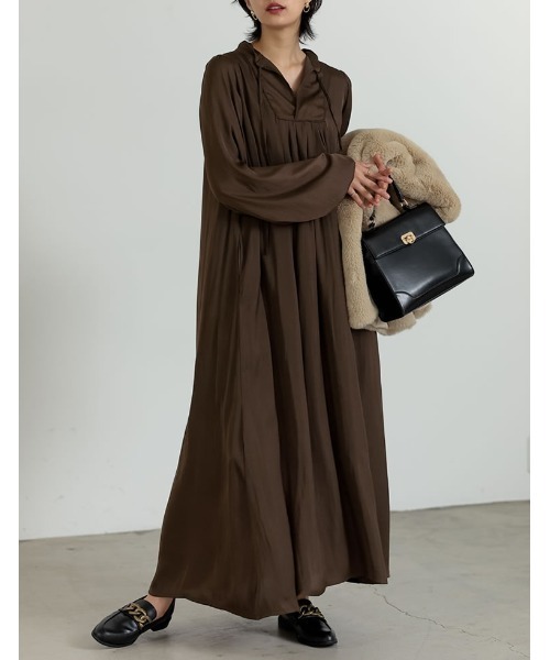 [低身長サイズ有]リサイクルサテンマキシワンピース（ワンピース）｜Re:EDIT（リエディ） 6,224円