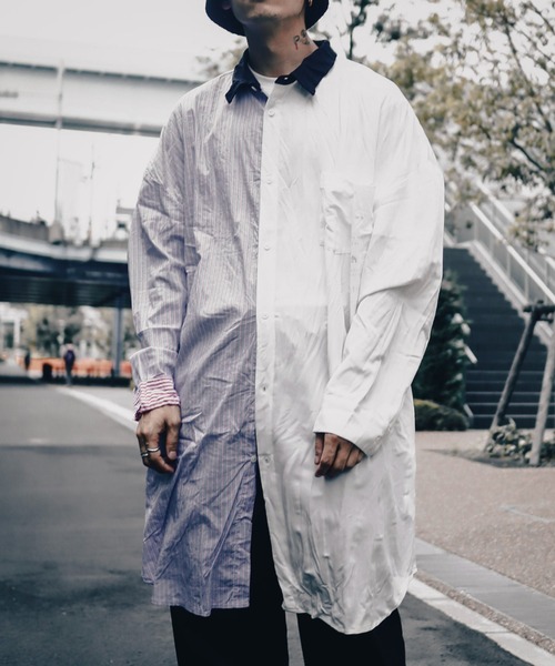 rovtski（ロフトスキー）の「SHARE ROOMS LONG ROOM SHIRT/シェアルームス オーバーサイズ ロングルームシャツ（シャツ/ブラウス・メンズ・ホワイト系その他/ブルー系その他/ホワイト系その他2/ブルー系その他2・FREE）」の3枚目の写真