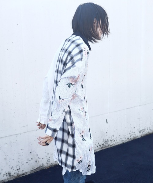 rovtski（ロフトスキー）の「SHARE ROOMS LONG ROOM SHIRT/シェアルームス オーバーサイズ ロングルームシャツ（シャツ/ブラウス・メンズ・ホワイト系その他/ブルー系その他/ホワイト系その他2/ブルー系その他2・FREE）」の5枚目の写真