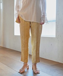 AULI | 【低身長向けサイズ】サイド切替ジャカードテーパードパンツ(スラックス)